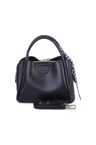 Nas Bag Fularlı Mini Boy El Ve Çapraz Çanta Siyah Victoria