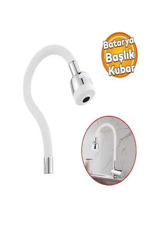 Oynar Başlıklı Spiral Renkli Kubar Lavabo, Mutfak Esnek Musluk Siyah Beyaz