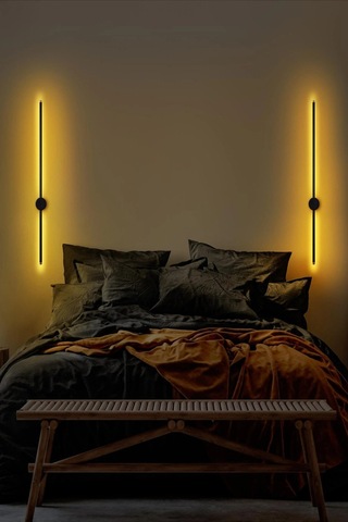 Dekoratif 20w İç Mekan Siyah Kasa Amber Işık 80 Cm Duvar Aplik Pilli 1 Adet Siyah - Amber Işık