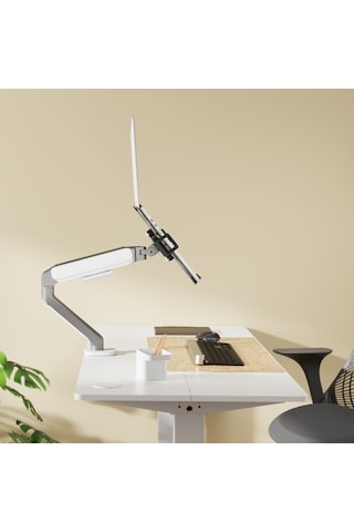 Lynx Series Gazlı Pistonlu Monitör Kolu 10 Kg Silver + Laptop Tutucu Set Siyah 10-17.3"