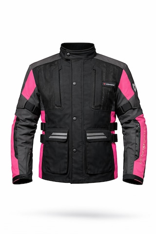 Venom Tourex Gri Siyah Pembe Su Geçirmez Kadın Motosiklet Montu Kalıplar Dardır