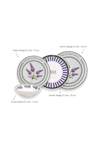 The Mia Provence 6 Kişilik Yemek Takımı 24 Parça Set 2 Renkli