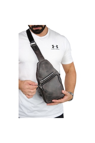 Mft Leather Hakiki Deri Unisex Çapraz Çanta Baggy 6981 Tiguan Antrasit