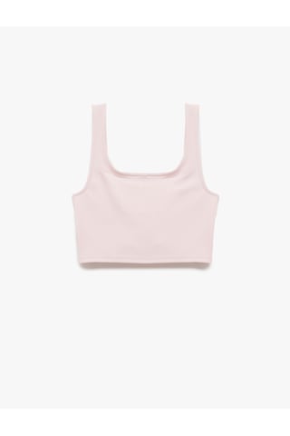 Koton Kare Yaka Korse Detaylı Kolsuz Slim Fit Crop Bluz Pembe 5sal30311ık Gül
