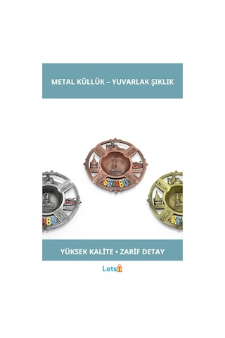 İstanbul Temalı Yöresel Yuvarlak Metal Küllük