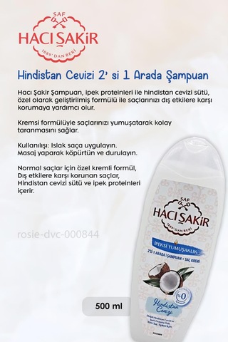 Hacı Şakir Hindistan Cevizi Şampuan 500 Ml, Bademli Şampuan 500 Ml Ve Rosıe