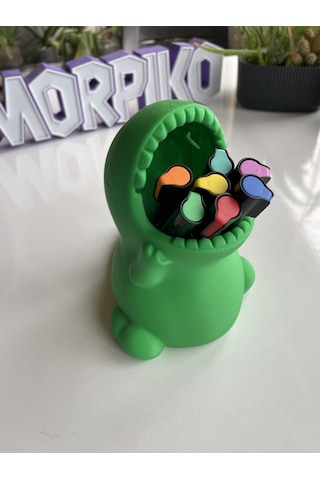 Sevimli T-rex Dinozor Kalemlik - 15 Cm Yeşil