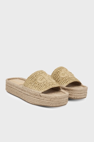 Calvin Klein Logolu Terlik Hw0hw02895aam Bayan Terlik Hw0hw02895 Aam Bej-sarı