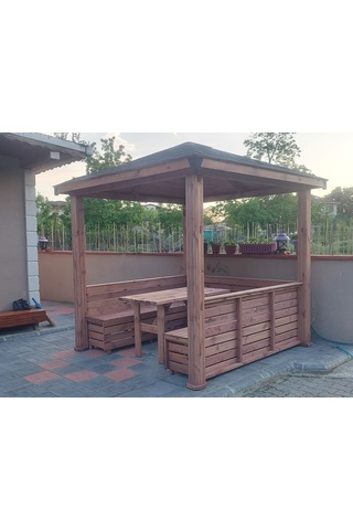 Maun Ahşap Bahçe Kamelyası Çardak Pergola 250x250