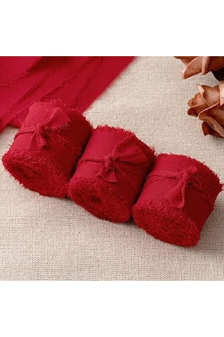 Sevgililer Günü Kurdelesi, 3 Rulo Kırmızı Şifon Kurdele, Noel İçin 3,8 Cm X 7yd Hediye Şerit Seti, Düğün Dekoru, Düğün Davetiyeleri, Buket Sarma, Çiçek Buketi, Gelin Buketleri, Kendin Yap El