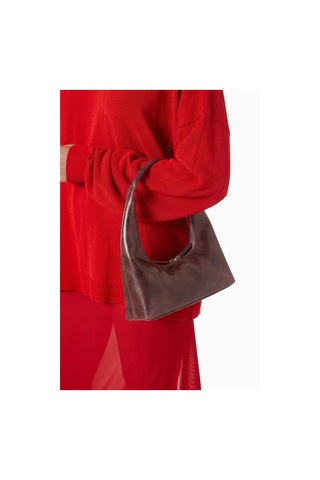 Marge Sherwood Small Hobo Omuz Çantası, Yıkamalı Bordo Deri Ve Zarif Minimalist Tasarım