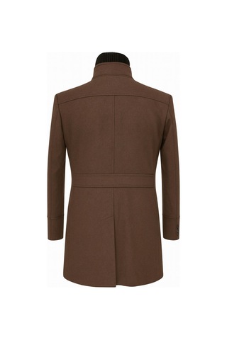 Erkek Slim Fit Kaşe Kaban Çıkarılabilir Ribanalı Fermuarlı Yaka, S Xxl Kahverengi