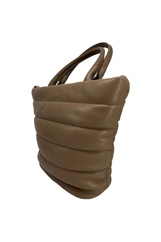 Sentt Parlak Suni Deri Yatay Şeritli Çanta-Koyu Kahve Koyu Kahverengi