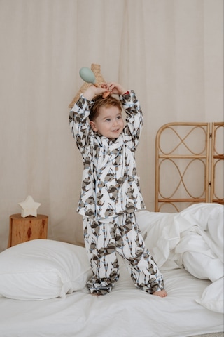 Panda Desenli Yaka Detaylı Çocuk Pijama Takım Mavi