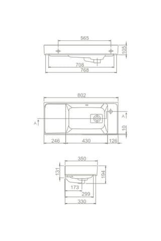 Turkuaz Seramik Cerastyle Sharp Etajer Uyumlu Lavabo 80 x 35 CM