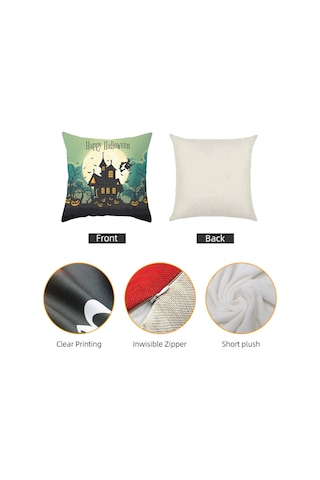 Yunboo Halloween Dekoratif Kumaş Yastık Kılıfı, Korku Temalı Desenler Kelebek, Bat, Kabak , Ev Ve Araç İçin, 45x45cm, Şeffaf Kumaş Malzeme Diğer