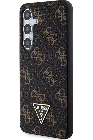 Galaxy S24 Uyumlu Kılıf Guess Lisanslı Pu Üçgen Logo 4g Desenli Kapak Siyah