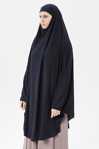 Altobeh Kadın Tesettür Medine İpeği Çarşaf Üstü Peçeli Sufle Hijab Lacivert