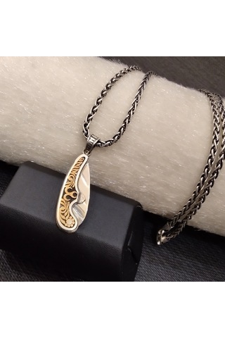 925 Ayar Gümüş Üç Hilal Detaylı Kolye Ucu -şık Tasarım Zincirsiz Gümüş