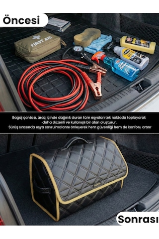 Araç Bagaj Düzenleyici Organizer Deri Kaymaz Cırt Bantlı Geniş Hacimli Çanta,su Geçirmez A1