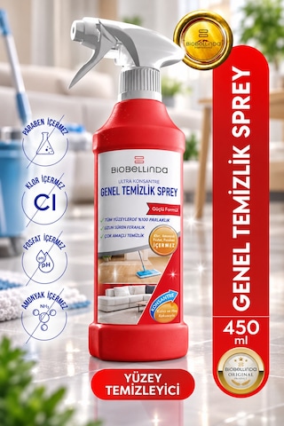 Genel Temizlik Spreyi Çok Amaçlı Yüzey Temizleyici Ahşap Fayans Cam Mermer Mutfak Ve Mobilya 450 ML