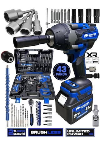 Schmıtzer Sch-9502m Pro 21v 15 Pilli Çift Akülü Kömürsüz Darbeli Vidalama 650 Nm Somun Sıkma Sökme Matkap