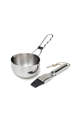 Elite 2'li Silikon Fırça Ve Sos Kabı Paslanmaz Çelik Marinasyon Seti