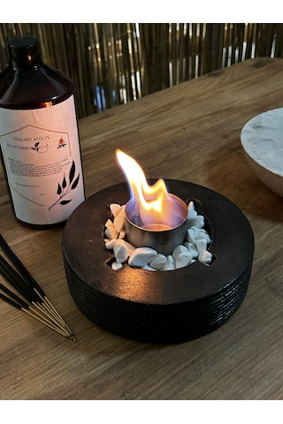 Dekoratif Bio-fire V2 Siyah Masaüstü Şömine + 1 Lt Bio-ethanol Yakıt