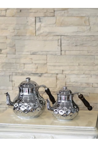 Bakır Çaydanlık Gamzeli Model Gümüş Renk