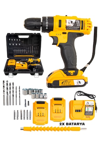 Lionel MUR-9014 Darbeli 30 Parça Kızaklı Şarjlı Matkap Seti