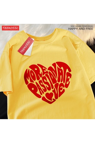 Startmore Y2k Vintage Tişört Tee Daha Tutkulu Aşk Baskı Sarı