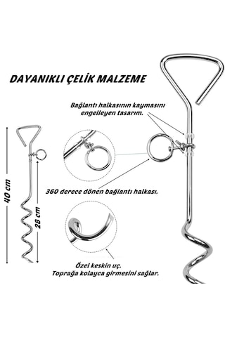 Nunbell Professional Burgulu Köpek Bağlama Bahçe Kazığı 40 CM