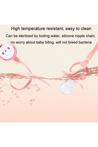 Sones Taşınabilir Bebek Karikatür Panda Emzik Zinciri Yatıştırıcı Diş Kaşıyıcı Saklama Zinciri Pembe