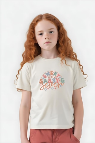 Fyk Kids Kız Çocuk Sweat Sassy Baskılı Tişört Krem