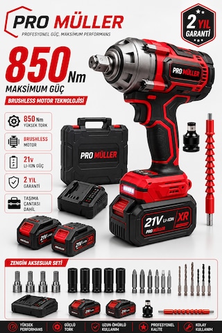 Alman Profesyonel 21v Çift Akülü 850nm Tork Bl Motor Şarjlı Darbeli Somun Sıkma Sökme Makinesi Setli Alman Profesyonel 21v Çift Akülü 850nm Tork Bl Motor Şarjlı Darbeli Somun Sıkma Sökme Makinesi Setli