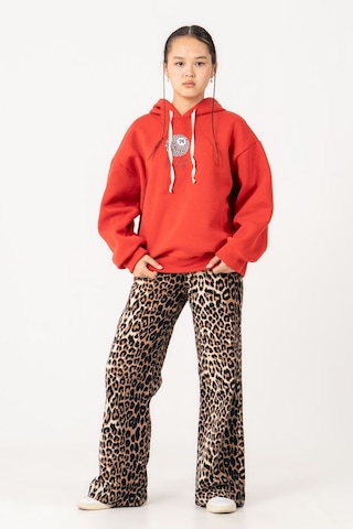 Kız Çocuk Good Luck Baskılı 3 İplik Kışlık Sweatshirt 4543 Kırmızı