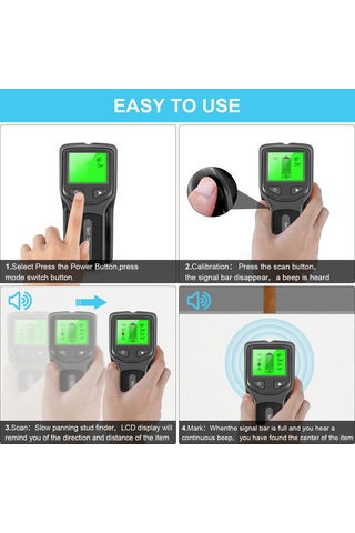 Tenfowee 5 Fonksiyonlu Duvar Tarayıcı: Ahşap, Metal Ve Ac Hatlarını Tespit Eden Lcd Ekranlı Cihaz Siyah