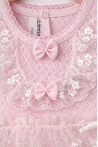 Kardeşler Bebe Tütü Etekli Dantelli Kız Bebek Body Takımı Saç Bantlı Pembe