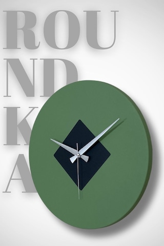 Roundka Model Metal Sıvama Akar Sessiz Mekanizmalı Duvar Saati 40 40 Cm Yeşil Siyah Yeşil - Siyah