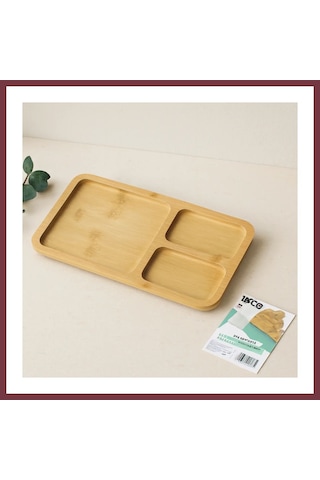 Storeşahin 3 Bölmeli Dikdörtgen Bambu Servis Tepsisi 24.8x13.8x1.4 Cm Shn0720