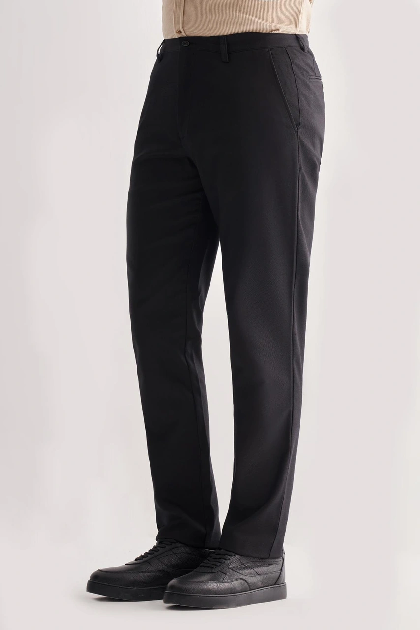 İmza Siyah Yan Cep Düz Paça Pamuklu Comfort Fit Chino Casual Pantolon 1003255166 Siyah