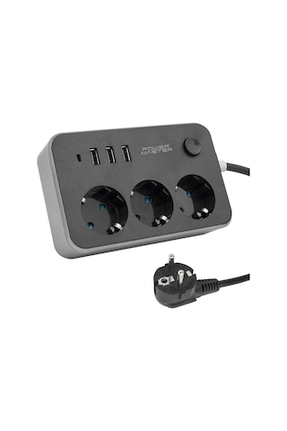 Powermaster PM-17564 3 USB ÇIKIŞLI 10A-2500W 1.8 METRE Kablolu 3'