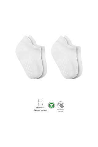 2'li Sneakers Kaymaz Basic Penye Çorap Bs20103 Beyaz Beyaz Renkli Çok Renkli