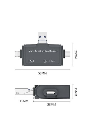 Multi Otg Usb Ligtning Apple Uyumlu iPhone - Apple Uyumlu iPad Uyumlu Ve Type-c Girişli Kar
