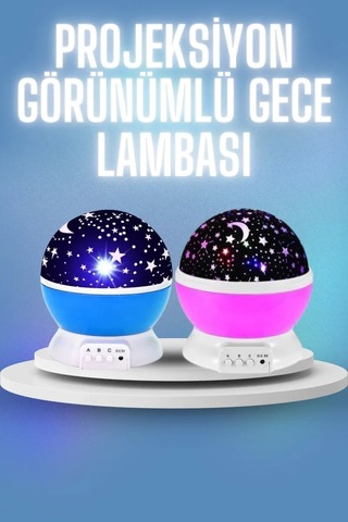 Renkli Yıldızlı Gökyüzü Projeksiyon Gece Lambası Pilli Ve Usb Kablolu Standart 18184586
