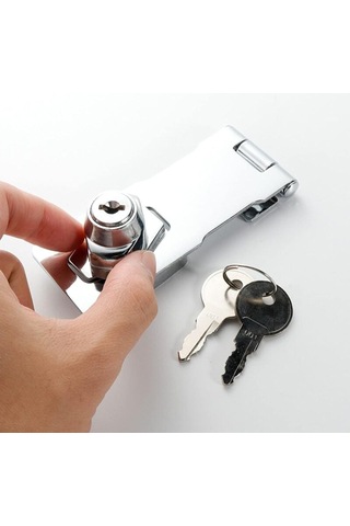 Kilitli Ve Vidalı Dolap Kapı Kilitleri, 64 Mm, 2 Parça, Anahtarlı Kilit, Krom B