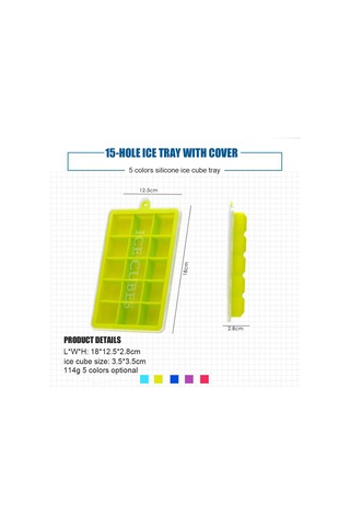 Qingmipy "15'lik Kapaklı Silikon Buz Kalıbı - Kolay Çıkışlı, Dondurma Ve Kokteyl İçin" Çok Renkli