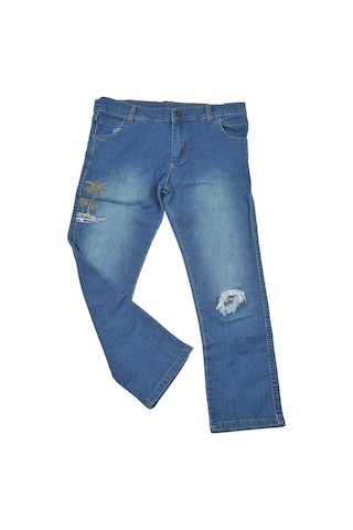 Zeyland Erkek Çocuk Mavi Palmiye Nakışlı Kot Pantolon 5-14yaş -mavı Mavi