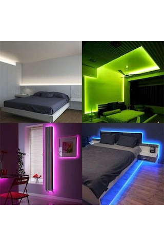 5 Metre Mobil Kontrollü Neon Strip Rgb Led Sese Ve Müziğe Duyarlı