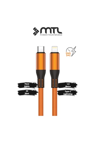 30w Pd Type-c To Apple Uyumlu iPhone Lightning Örgülü Hızlı Şarj Ve Data Kablosu 1.5 Metre Mt2124